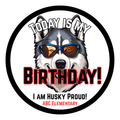 Elementary Student Birthday Sticker: Sunglasses Husky